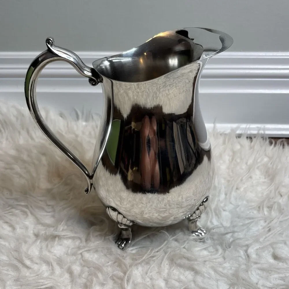 VINTAGE Leonard Silver Plate Footed Water Pitcher with Ice Lip Cottage Core